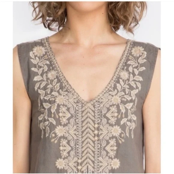 Johnny Was Khemi Embroidered Linen Tank Dress SZ M - Picture 4 of 16